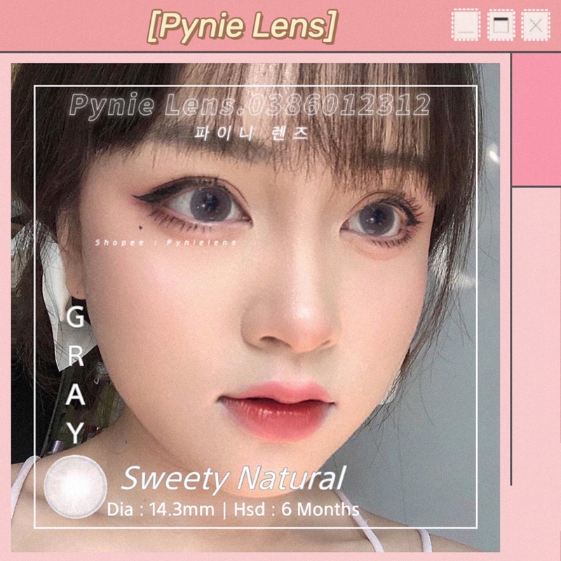 🎀 𝘓𝘦𝘯𝘴 𝘚𝘸𝘦𝘦𝘵𝘺 𝘕𝘢𝘵𝘶𝘳𝘢𝘭 𝘎𝘳𝘢𝘺 🤍 Em lens tone xám trong veo toát lên nét tây tây cuốn lắm ạ 🥰 | Pynielens ✨