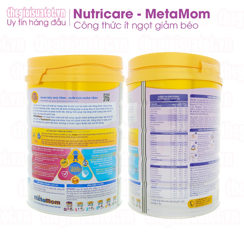 Sữa bột Nutricare MetaMom &amp; Ostelin Canxi -Dành Cho Mẹ Bầu &amp; Cho Con Bú - 900g