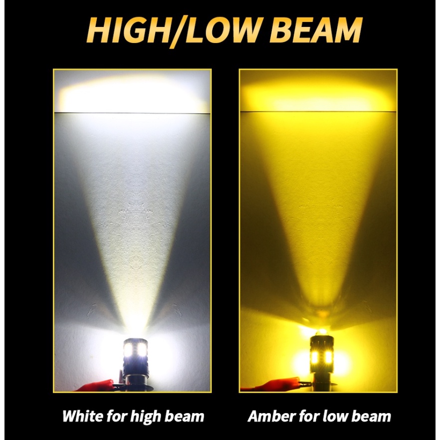 1 Đèn Pha LED T19 P15D H4 H6 BA20D Hai Màu Ánh Sáng Trắng / Vàng Cho Xe Mô Tô DC12V-60V