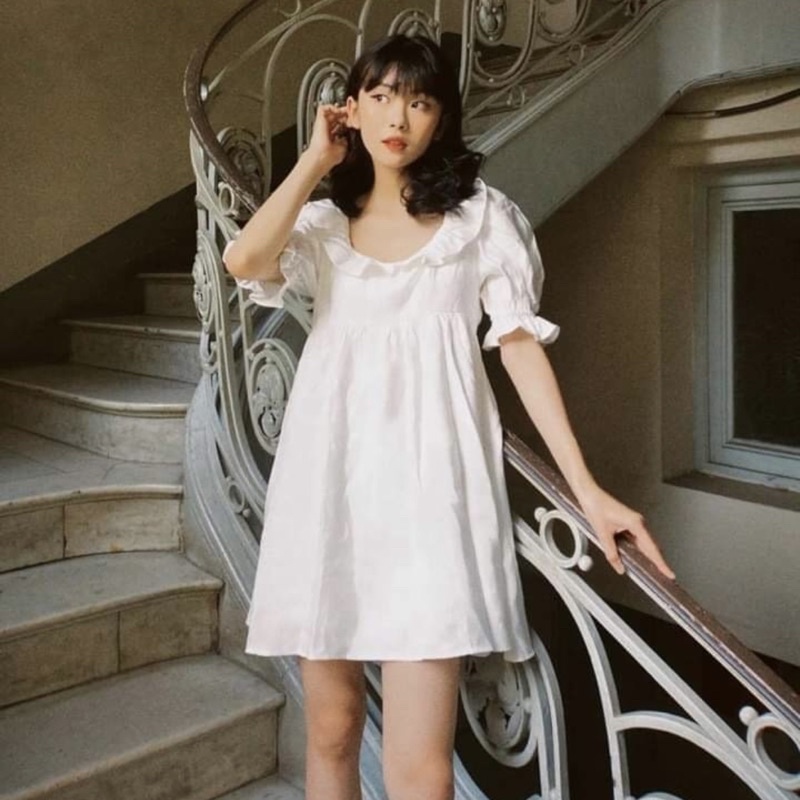 Đầm Dottie babydoll trắng