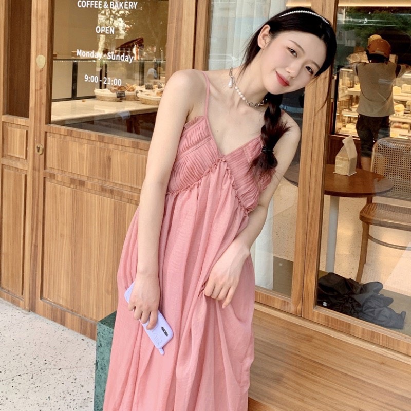 Sẵn | Váy dây mùa hè lãng mạn gợi cảm mùa hè Rose