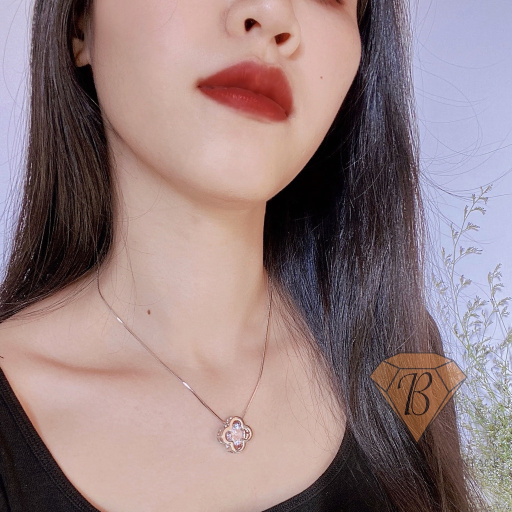DÂY CHUYỀN MẶT HOA 4 CÁNH SECONDHAND TRANG SỨC SI NHẬT BẢN BOU JEWELRY VINTAGE MÃ VC206