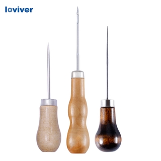 [Loviver] Loviver 3 chiếc Awl có tay cầm bằng gỗ bằng da Thủ công, Dụng cụ da may DIY