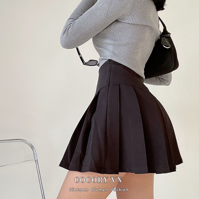 Cocory vn Chân Váy Xếp Ly Lưng Cao Trơn Màu 151fashionsale1 10K 50K size XS-2XL Cho Nữ