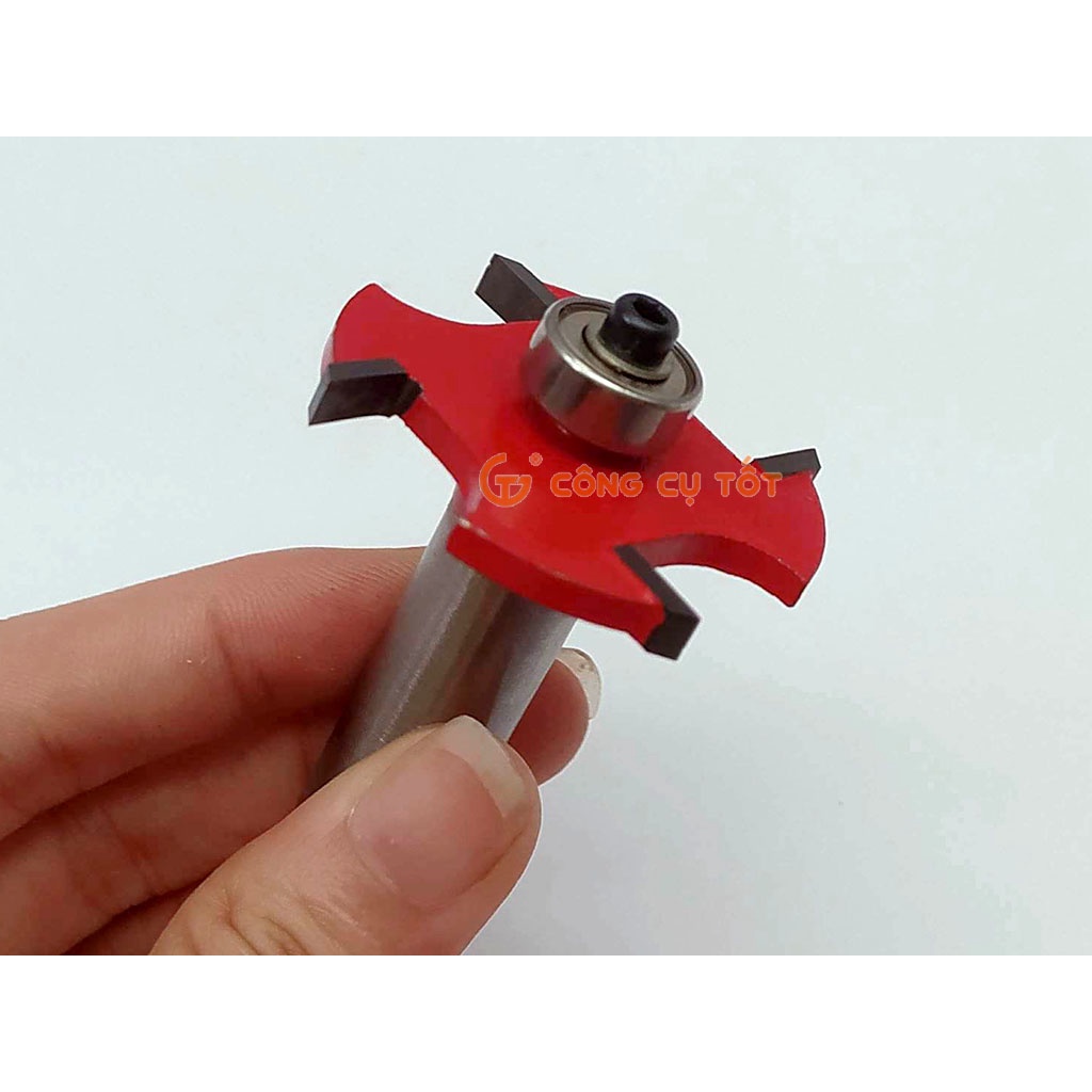 Mũi cuốc gỗ 4 cánh đầu bi đỏ Φ42x4Tx4 chân 12.7mm rộng 4mm sâu 15mm