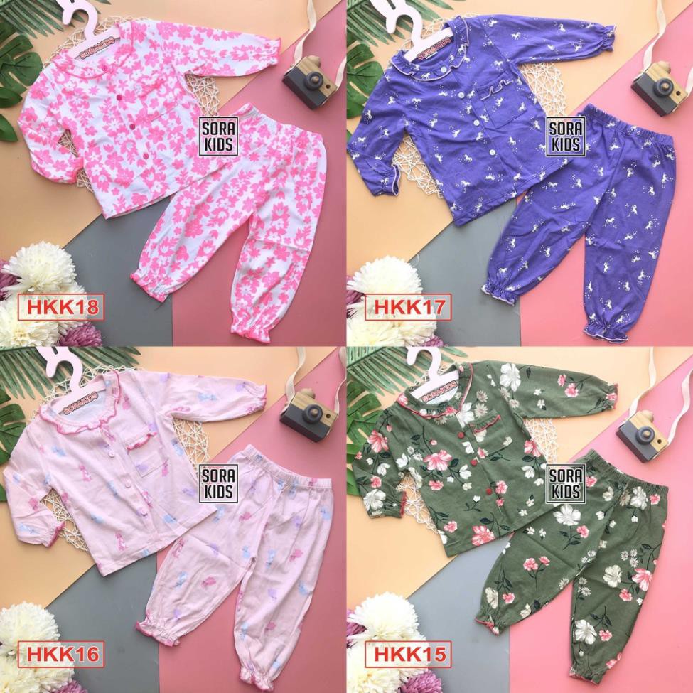 (Xả Kho) Bộ đồ pijama bé gái cotton bông cho bé từ 2-5 tuổi có size 8-20kg  - Giao Màu Ngẫu Nhiên