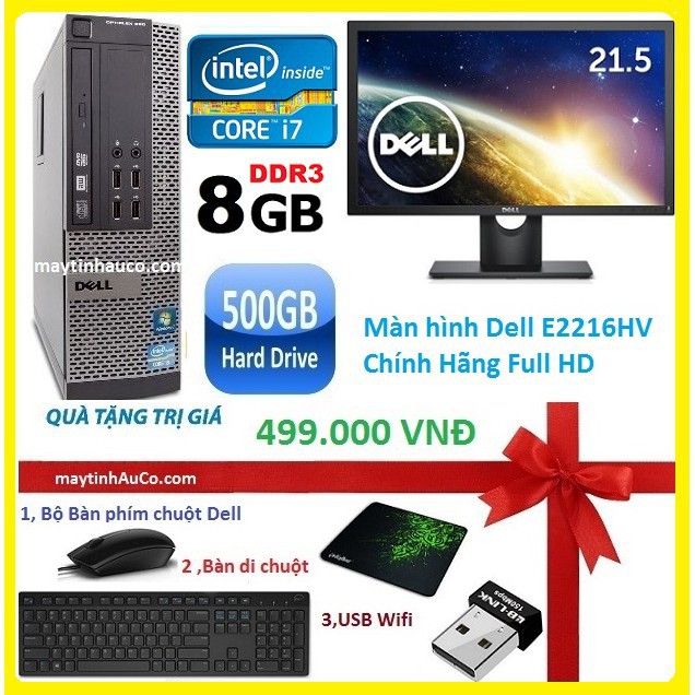 Bộ máy tính để bàn đồng bộ Dell optiplex 390 ( Core i7 / 8G / 500G ) , Màn hình Dell 21.5 Full HD - Wide - Led , Tặng Bà | BigBuy360 - bigbuy360.vn