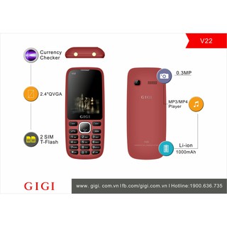 Điện thoại gigi v22 2 sim 2 sóng