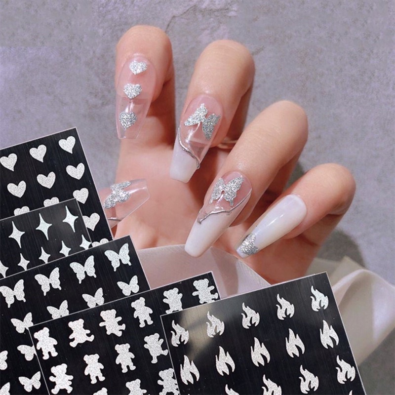 Sticker dán móng Flash nail bạc và vàng