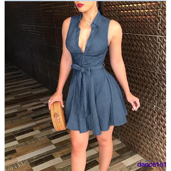 Đầm Denim Ôm Body Không Tay Thời Trang Cho Nữ