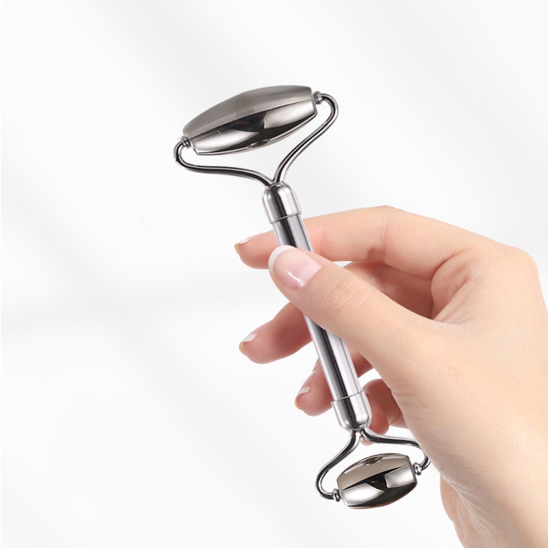 Cây Lăn Mát Xa Hai Đầu Bằng Kim Loại Chăm Sóc Da Mặt / Cổ / Cơ Thể
