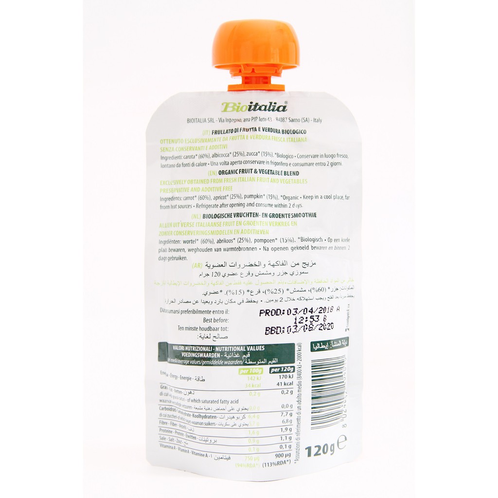 Sinh Tố Mơ, Cà Rốt Và Bí Đỏ Hữu Cơ BioItalia (120g) | BigBuy360 - bigbuy360.vn