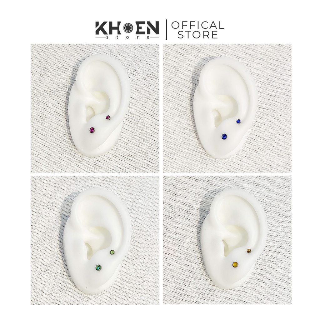 Khuyên tai Nút đá nhiều màu
