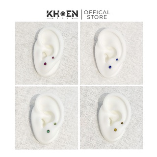 (1 Chiếc) Khuyên tai Nút đá nhiều màu