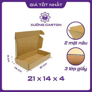 21x14x4 - 50 hộp giấy carton nắp gài đóng gói hàng hóa