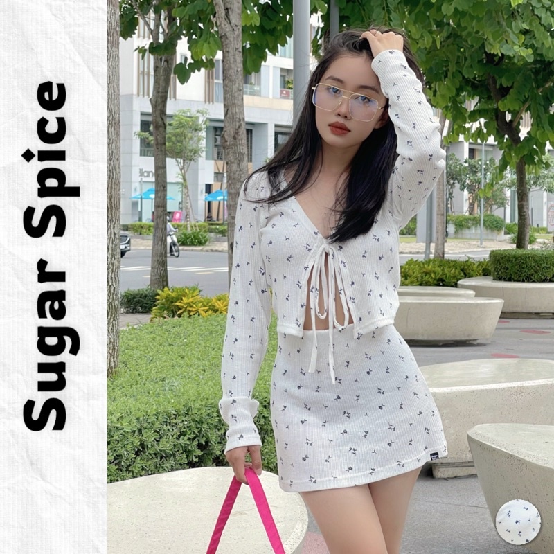 Set Áo Váy, Set Cardigan Váy Hoa Nhí Chất Vải Thun Mỏng SUGAR SPICE - Ginger Set
