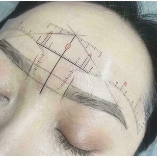 Thước dán đo lông màu, Combo 10 chiếc thước dán tỷ lệ vàng đo vẽ lông mày phun xăm - Thẩm mỹ MT