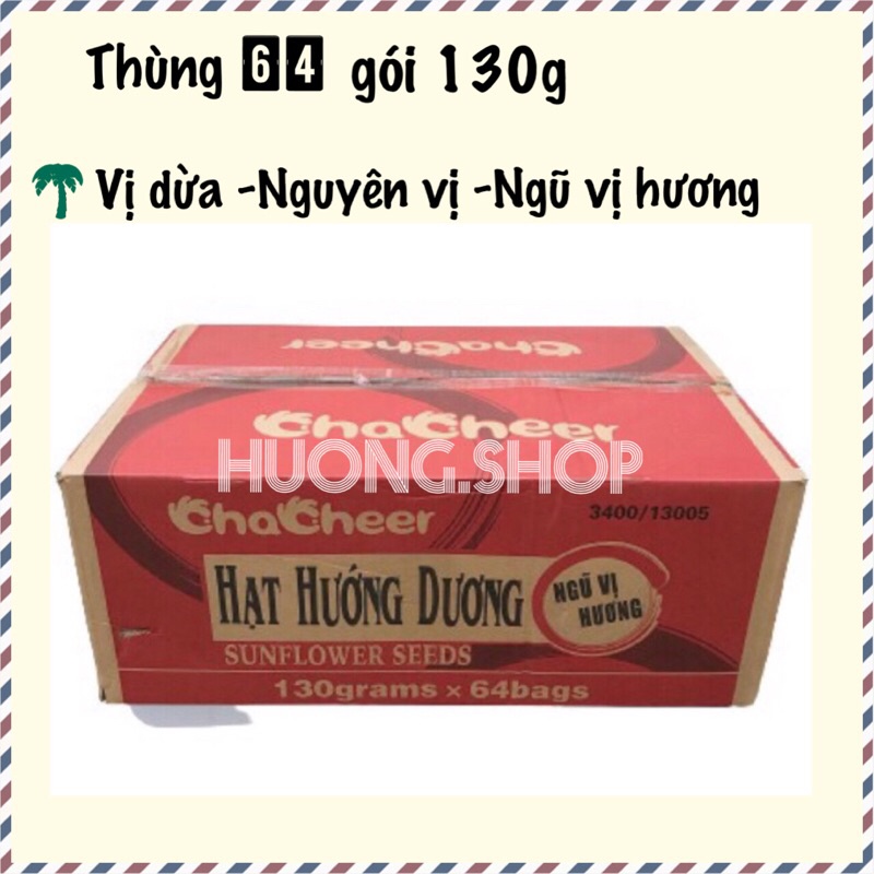 (130g )1 Thùng 64 gói 130g Hướng Dương Chacheer vị Dừa / Mộc / Ngũ Vị Hương