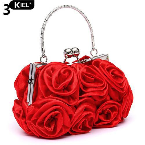Túi xách cầm tay hoa hồng sáng tạo thời trang dự tiệc cho nữ