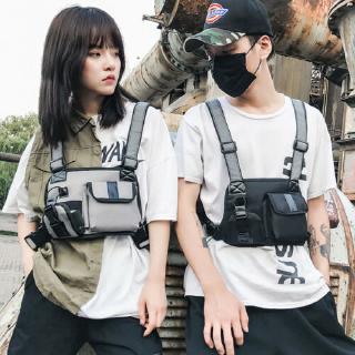 YJ★Nylon Chest Rig Bag Vest Hip Hop Streetwear Functional Tactical Harness Chest