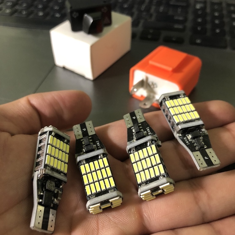 Combo đèn T15 + chip nháy và công tắc haza lắp cho các dòng xe wave , đream , vision , ab