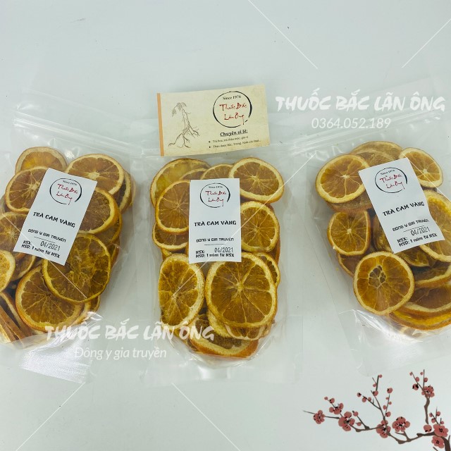 Cam sấy khô 200g, cam vàng sấy lạnh detox, giảm cân, decor trang trí - Thuốc bắc lãn ông