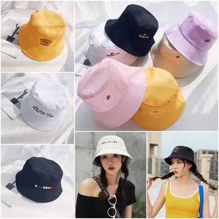 Mũ bucket thêu chữ chất kaki nam nữ - Mũ rộng vành sinh viên