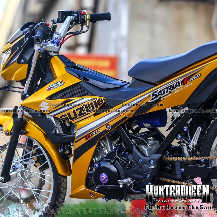 Tem rời cao cấp dán xe Raider FI màu vàng nghệ. Chất liệu decal cao cấp, bền màu