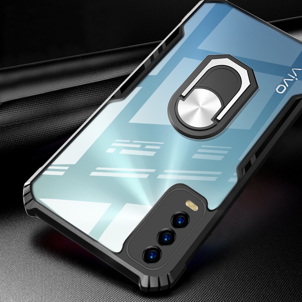 Ốp Điện Thoại Mềm Trong Suốt Chống Rơi Có Vòng Đỡ Cho VIVO Y19 U3 Z5X X30 Pro V17 Pro V19 NEO