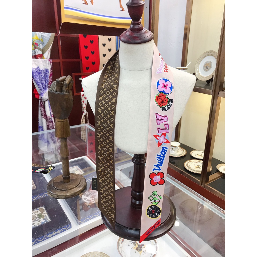 Khăn Choàng Cổ / Xách Tay Bằng Ruy Băng Lụa In Họa Tiết Hoa Cho Nữ