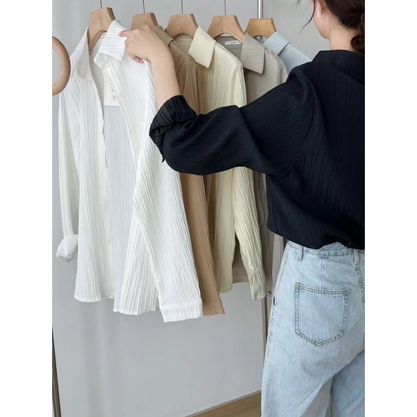 Áo sơ mi thô mềm vải dập