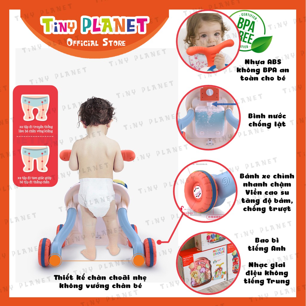  Xe tập đi đa chức năng chống vòng kiềng kèm bàn chơi phát nhạc Tiny Tots