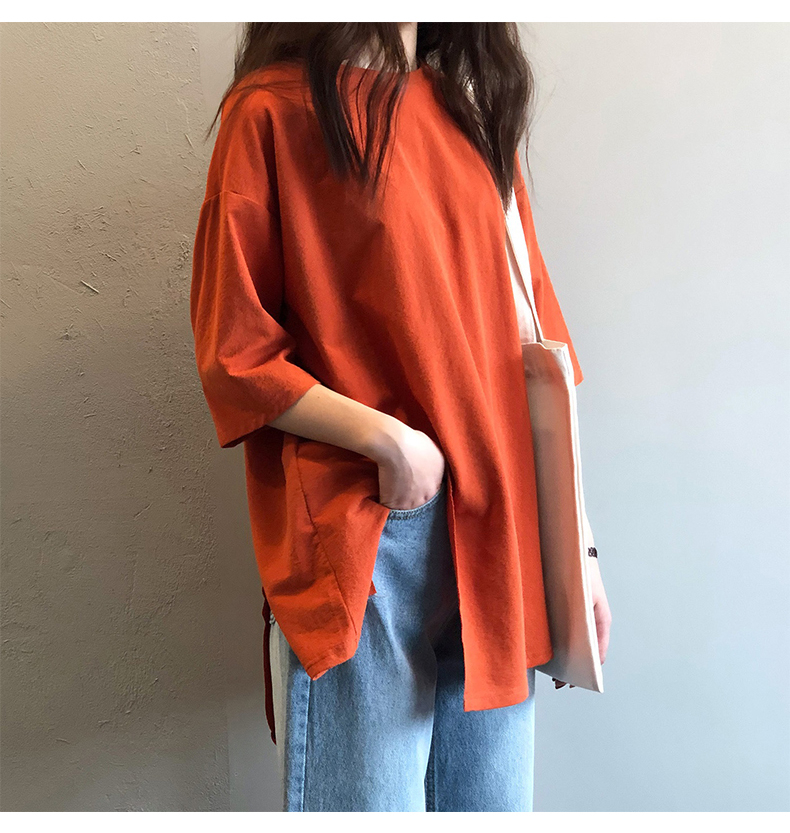 Áo Thun Tay Ngắn Cổ Tròn Màu Trơn Thời Trang Mùa Hè Cho Nữ