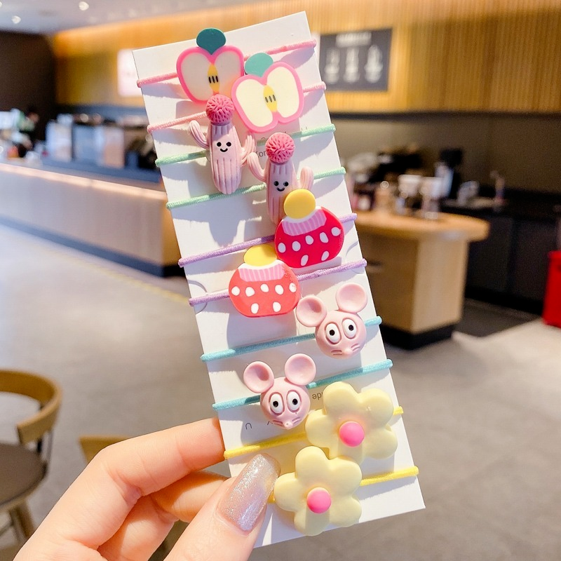 Set 10 Dây Cột Tóc Hình Hoa Trái Dễ Thương Cho Bé Gái