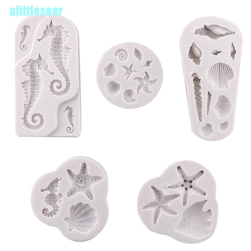 Khuôn Làm Bánh Chất Liệu Silicone Tự Làm Hình Vỏ Sò Và Sao Biển
