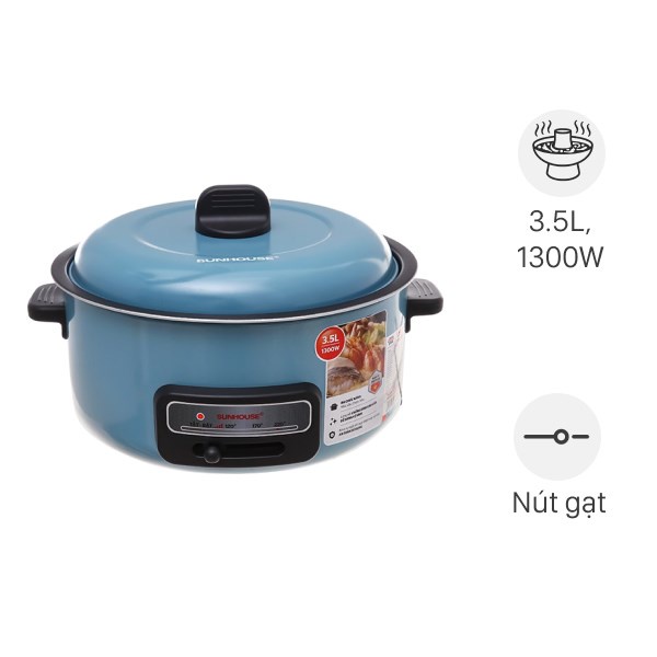 Nồi lẩu đa năng 3.5L Sun hou/se SHD4527 đa năng - Lòng nồi chống dính cao cấp, Công suất 1300W - Bách Hóa Online