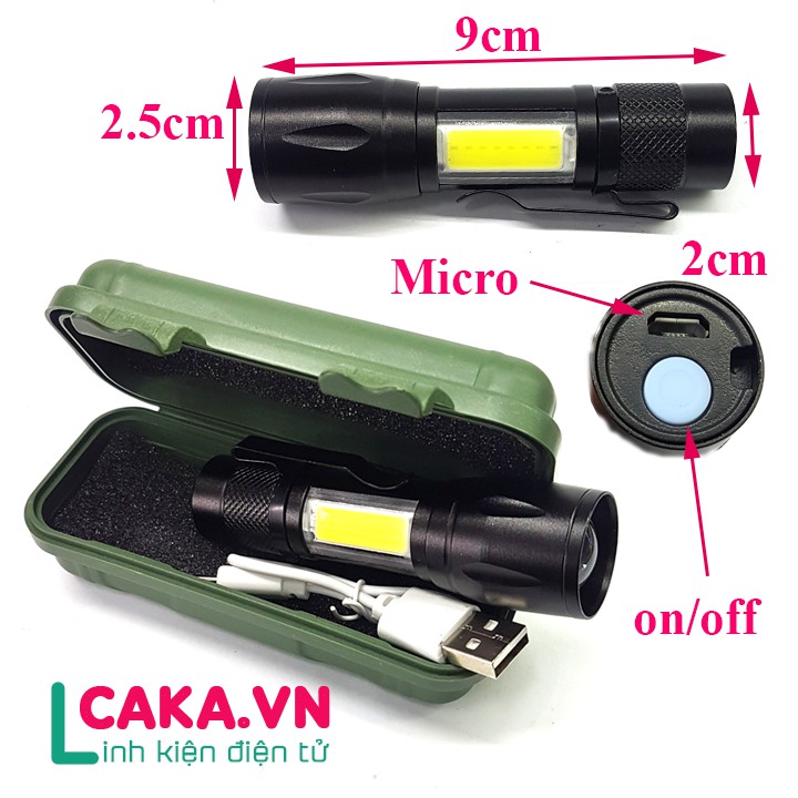 Đèn pin Police siêu sáng T6 không sạc sài pin dòng siêu bền siêu tiện lợi 3 chế độ sáng