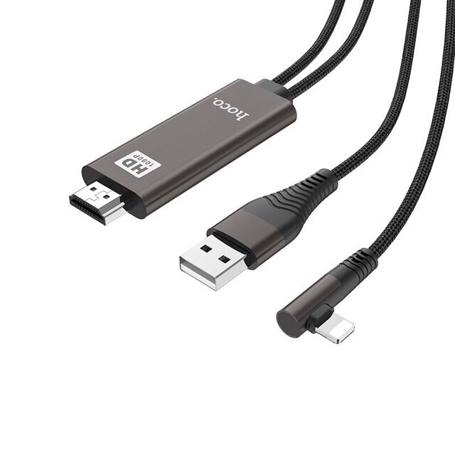 Cáp chuyển lightning sang hdmi hoco UA14 cho hình ảnh 1080HD  -Cáp chuyển iPhone ipad lên hdmi hoco UA14 dài 2m