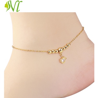 Lắc chân nữ titan  đính đá màu vàng thời thượng (6 kiểu)