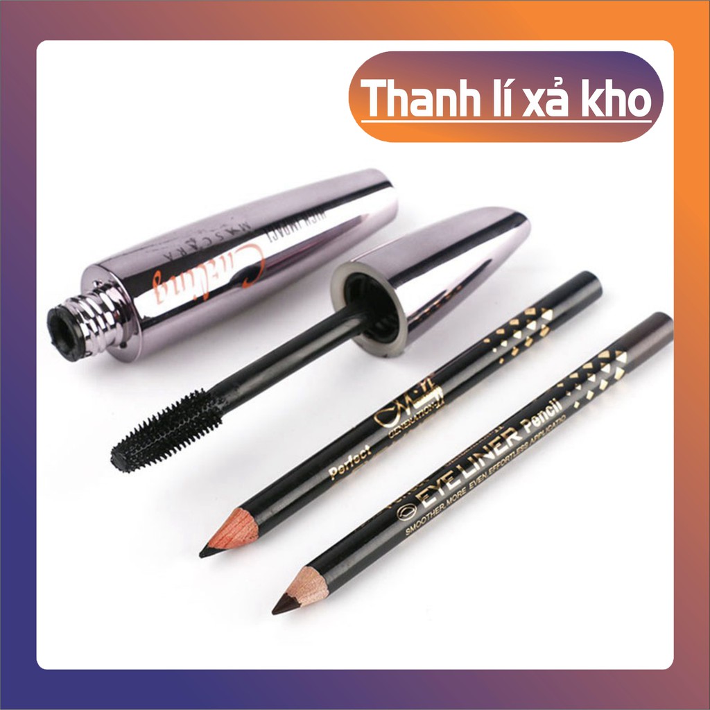 (Hàng Xịn)  Bộ 3 món chì kẻ mắt và mascara M.n - 8171 (Mua Ngay)