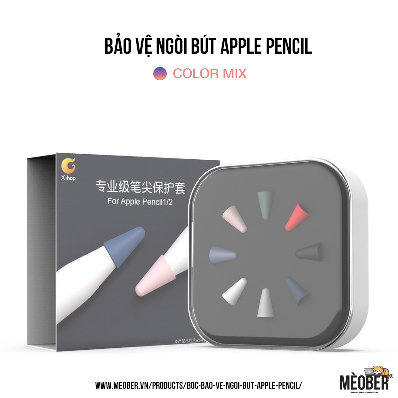 Bọc bảo vệ ngòi bút táo Pencil thế hệ 1 và 2,chống mòn,chống trượt,silicon cao cấp(8 màu)