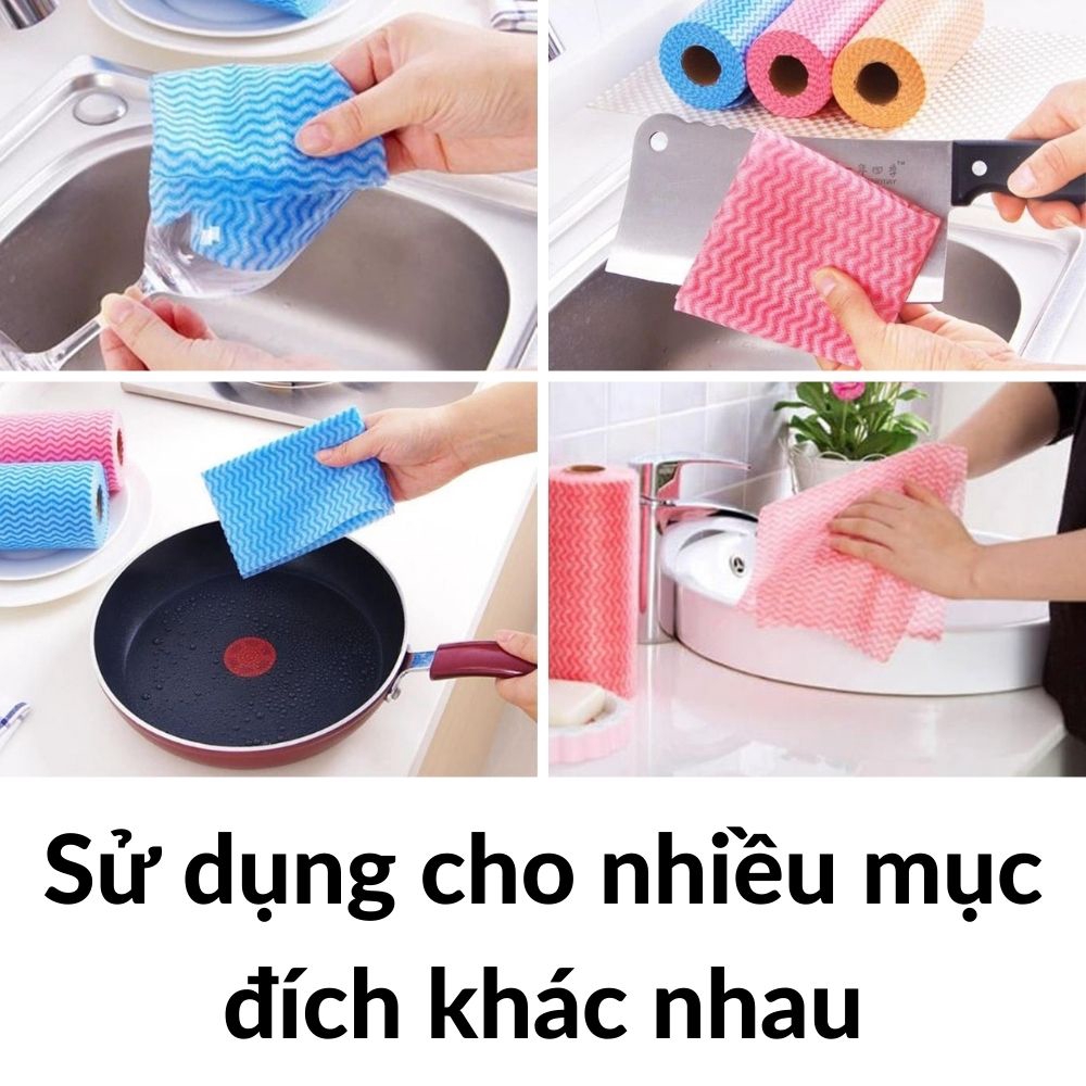 Khăn lau bếp đa năng dạng Cuộn Vải không dệt dùng Khô và Ướt mã 70017