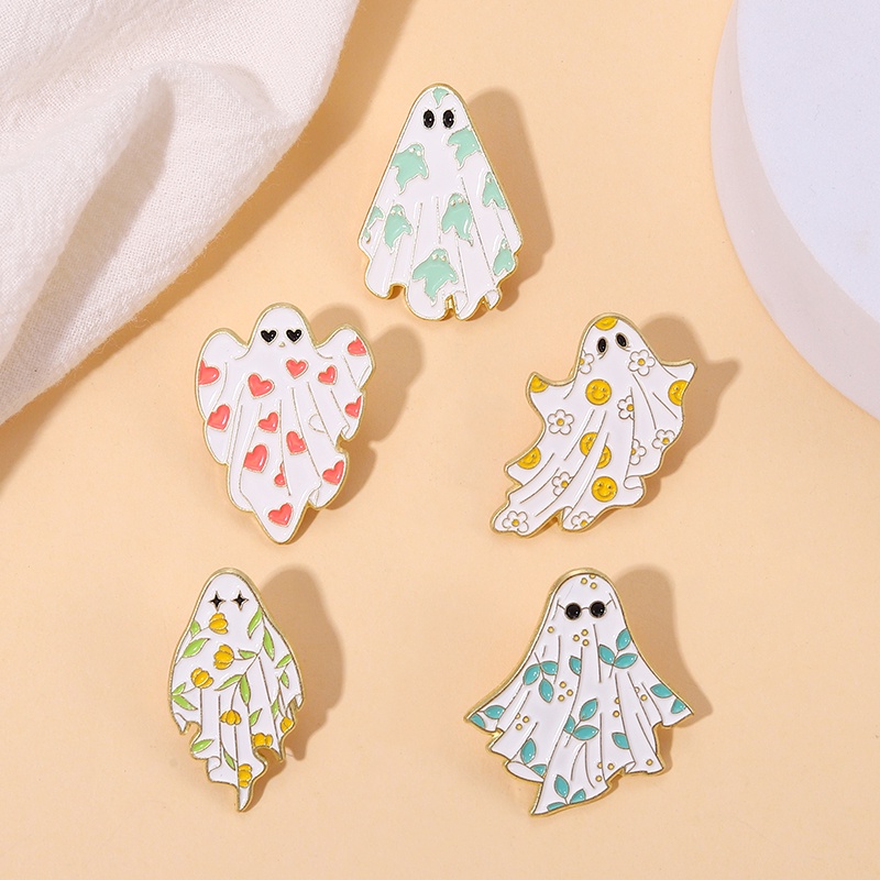 Ghim cài áo QIHE JEWELRY phối hình ma hoạt hình phong cách halloween cho balo/ quần áo/ làm quà tặng bạn bè