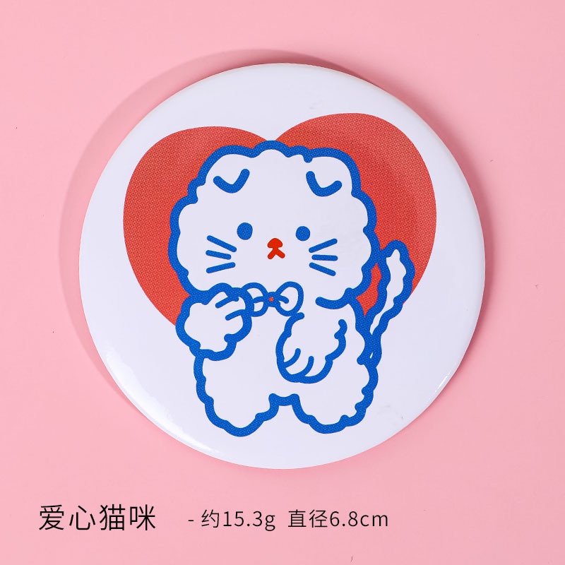 ❤Hàng Có Sẵn!❤Gương Trang Điểm Mini Hình Tròn Họa Tiết Hoạt Hình Phong Cách Hàn Quốc