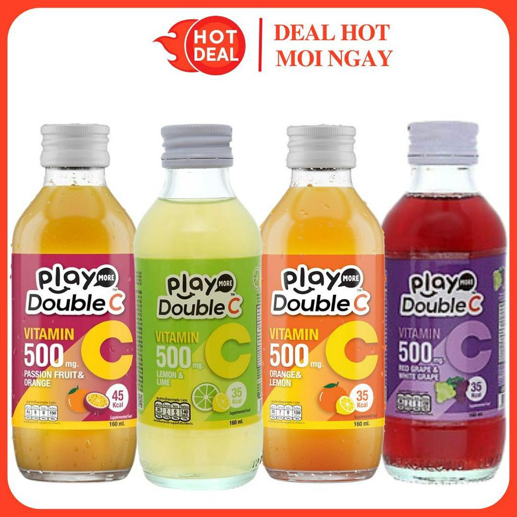 Nước Giải Khát Vị Cam Chanh Vàng/Nho Đỏ Nho Trắng/Chanh Dây/Chanh Xanh Chanh Vàng PlayMore Double C Chai 160ML