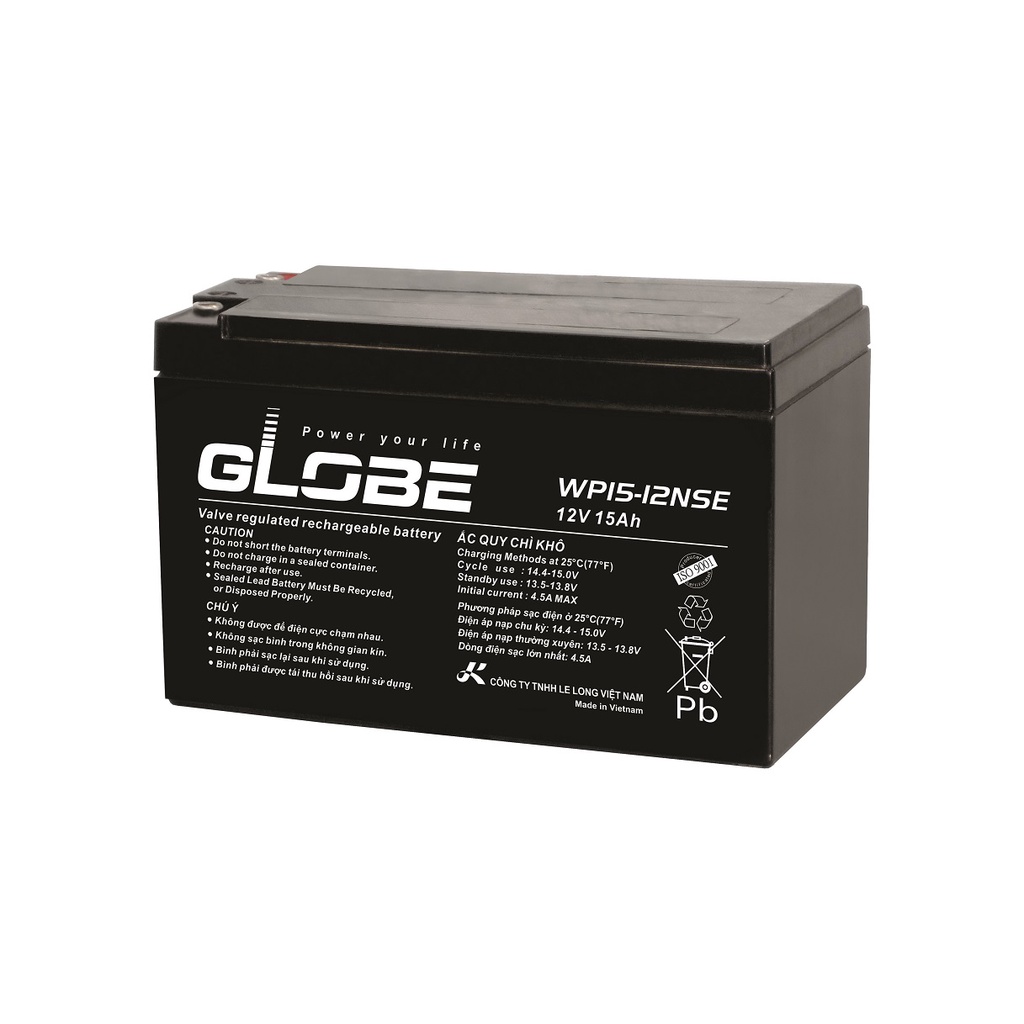 Ắc Quy Khô Globe 12V 15Ah, WP15-12NSE  -
