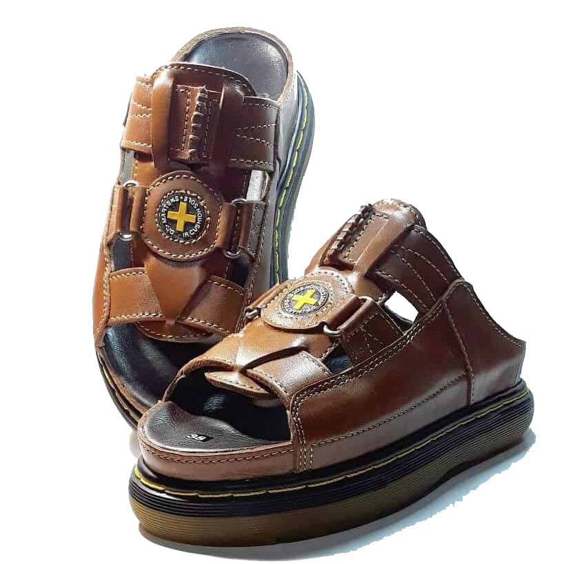 Dép Nam quai ngang Doctor Dr.Martens da bò cao cấp hàng VNSX -Đế Lót Da Bò- Mã D1