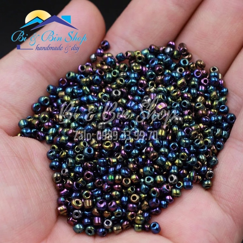 90g Hạt Cườm 3mm Màu Ánh Cừ Đính Kết Trang Phục Thời Trang