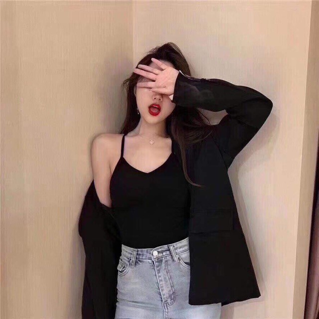 [Rẻ Vô Địch] áo hai dây kèm mút ngực (dây chéo lưng)