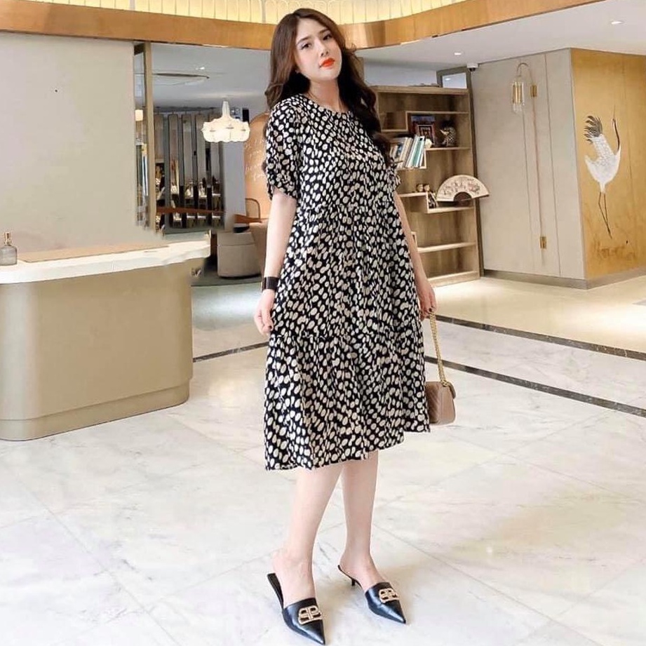 Đầm bầu ngắn tay M087 chất lụa hàn thời trang thiết kế freesize